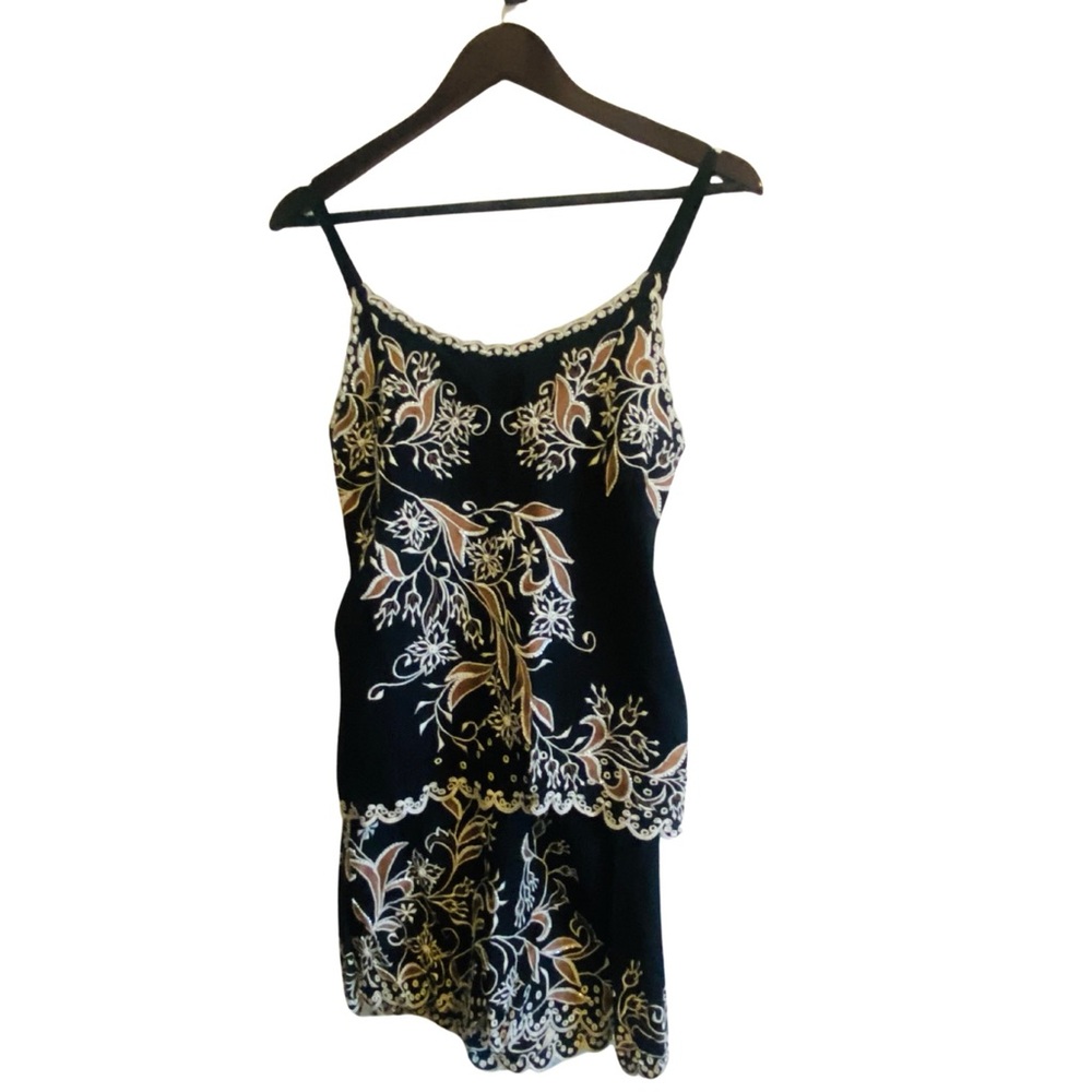 Serendipity Maui Flirty Black, Cream & Tan 2-Piece Skirt and Tank Set